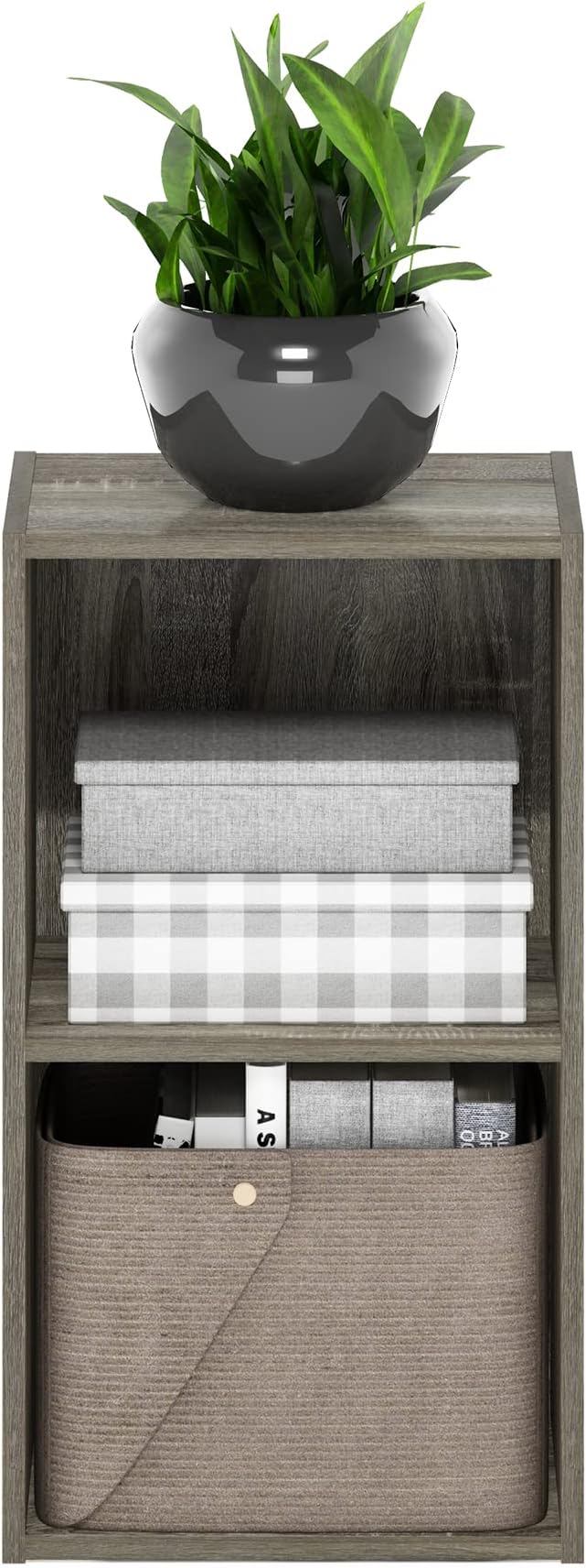 Furinno Luder Bookcase / Book / Storage, 2-Tier Cube, French Oak - Image 4
