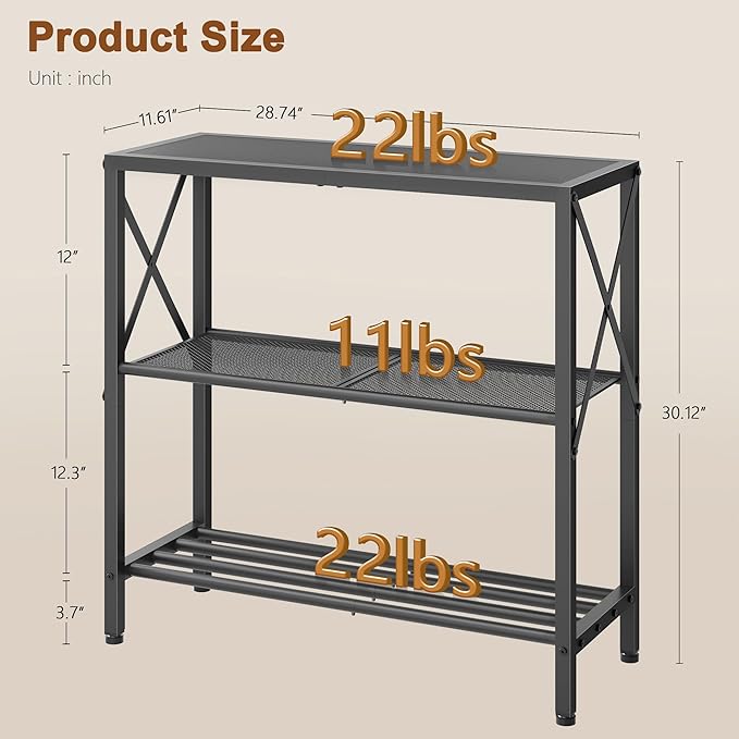 Hoctieon Industrial Console Table, 3-Tier Entryway Table, Metal Frame, Sofa - Image 3