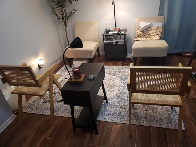 Rattan Dining Chairs Set of 2, Modern Mid Century Accent Chairs, Comfy Armchairs - Image 8