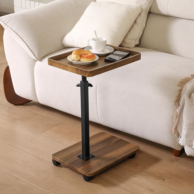 Adjustable Height Couch Tables That Slide Under Sofa, 360° Swivel Modern Tv - Image 2