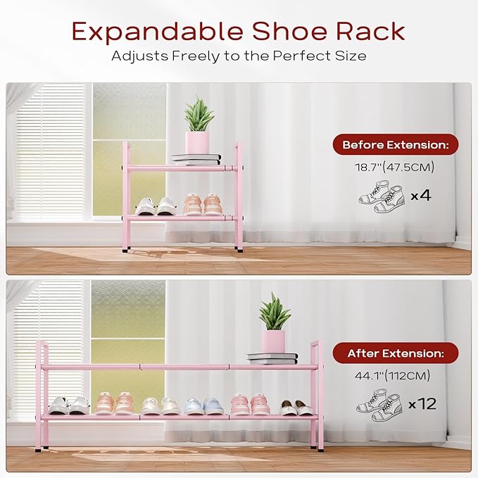 Bumusty 2-Tier Long Expandable Shoe Rack - Image 5