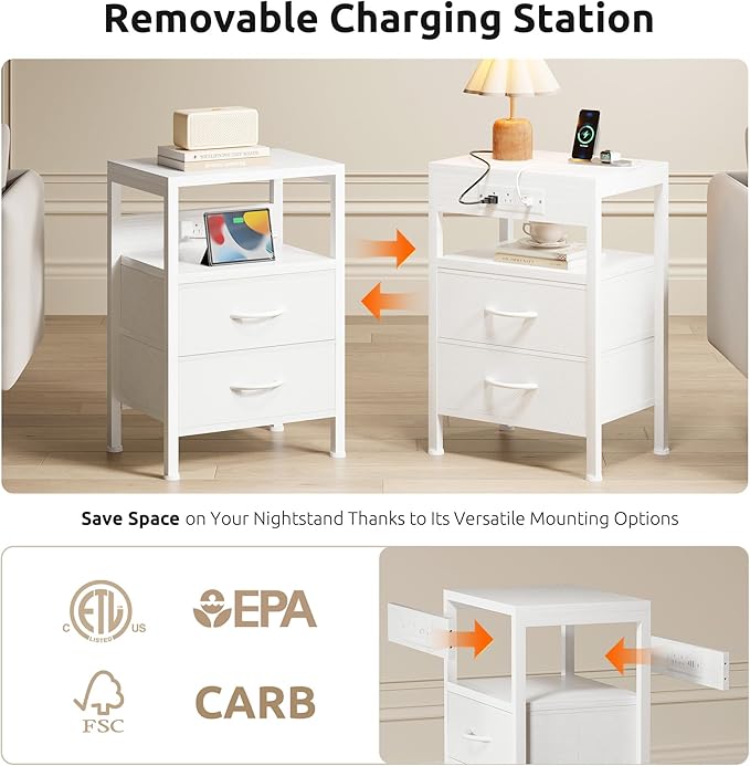 NightStand Bedside Charging Table Bedroom - Image 3