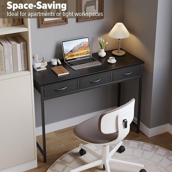 WOHOMO Computer Desk with Drawers, 39.3 Inch Bedroom Desk with Storage - Image 7