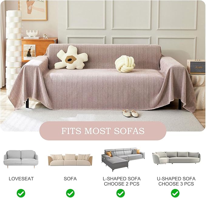 STACYPIK Stylish Cozy Pink Sofa Cover - Image 6