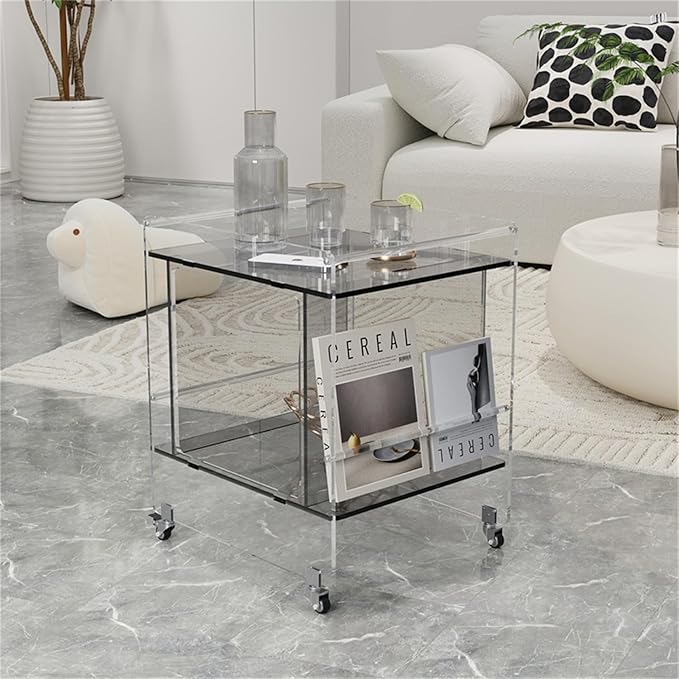 Transparent Acrylic Mobile Side Table - Image 2