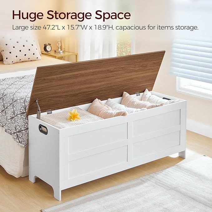 Storage Chest, 47.2” Large Toy Chest, Entryway Storage Trunk, Storage Bench - Image 4