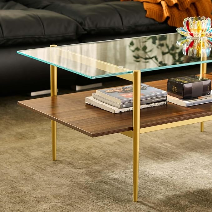 AGV LIGHTING Tadio Glass Coffee Table, Mid-Century Modern Coffee Table - Image 6