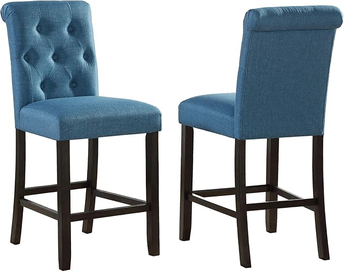 Roundhill Furniture Hendley Solid Wood Tufted Counter Height Stools - Image 3