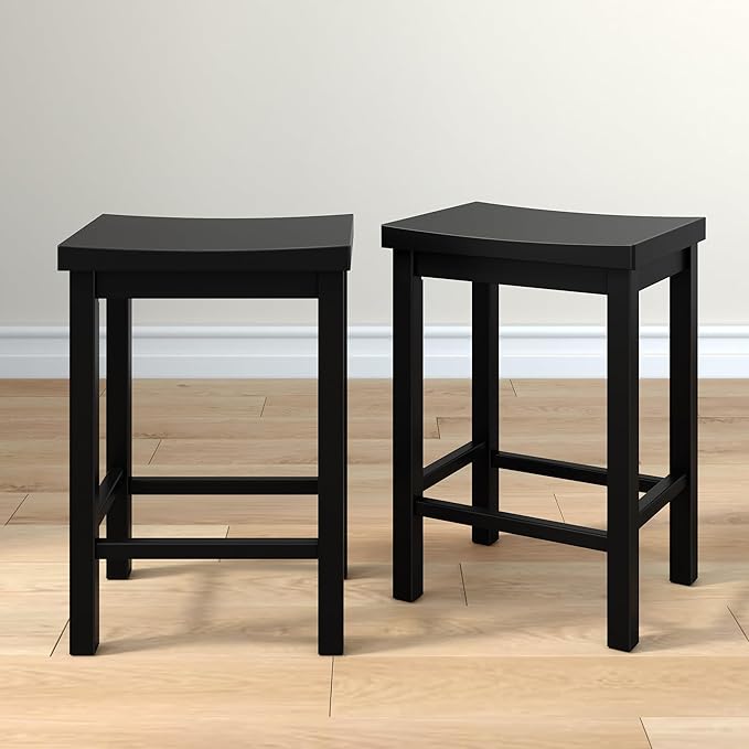 Grain & Grove Smith Collection Set of 2 Solid Wood Counter Height Bar Stools by GrainGrove