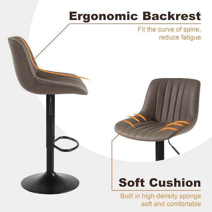 Bar Stools Set of 3, Swivel Counter Height Barstools - Image 6