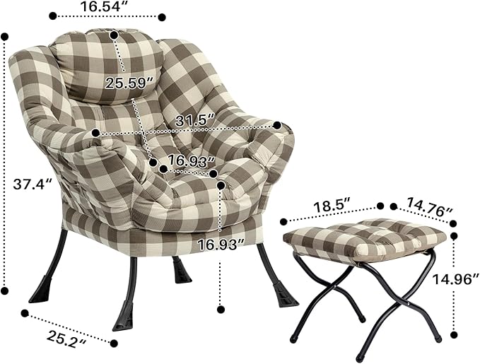 HollyHOME Fabric Lazy Chair - Image 3
