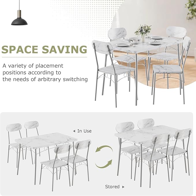 VECELO Dining Table Set for 4, 5-Piece Kitchen Table - Image 4