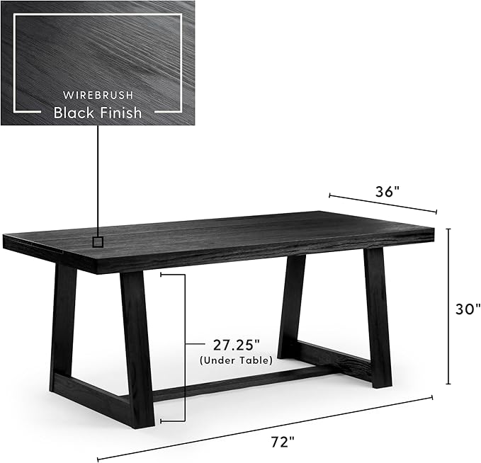 Plank+Beam 72 Inch Farmhouse Dining Table, Solid Wood Rustic Kitchen Table - Image 2
