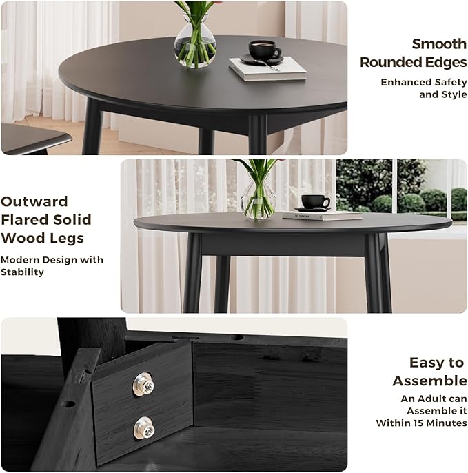 DELAVIN 31.5" Solid Wood Round Dining Table - Image 6