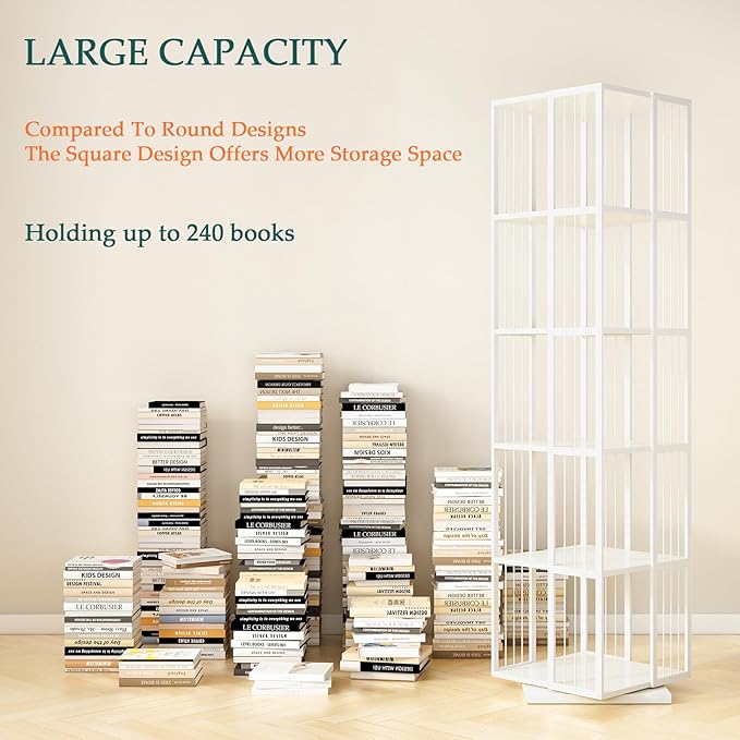 Square Rotating Bookshelf Tower - Image 3