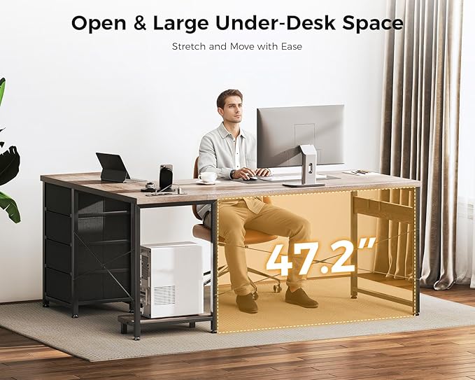 AODK L Shaped Desk with 4 Tier Drawers, L Shaped Computer Desk with USB - Image 5