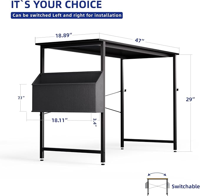Pamray 47 Inch Computer Desk for Small Spaces - Image 3