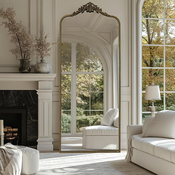 G-LEAF Vintage Baroque Full Length Floor Mirror 75"X30", Victorian Antique - Image 3