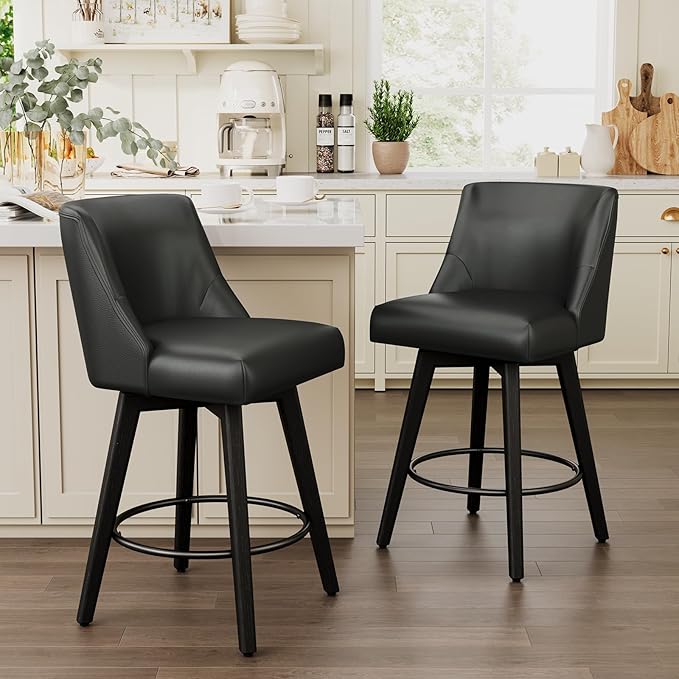 Vipbear Swivel Counter Height Bar Stools Set of 2, 26.8" H Counter Stools by VipbearLiving