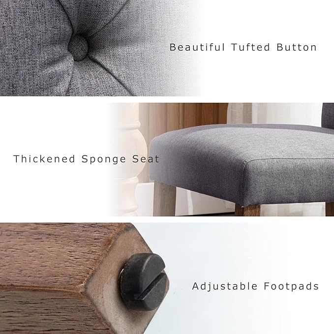 COLAMY Button Tufted Dining Chairs Set of 4, Parsons Upholstered Fabric Dining - Image 3