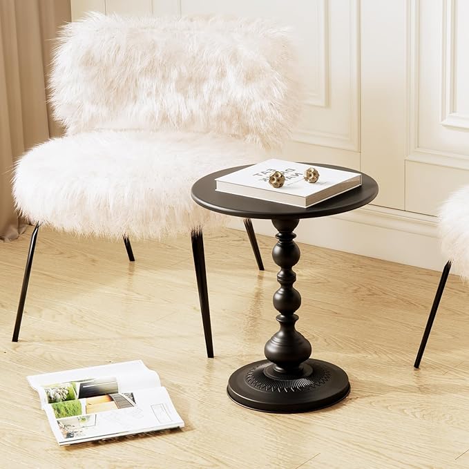 XIV Metal Small Round Side End Table, Vintage Matte Coffee Drink Cocktail Table - Image 6