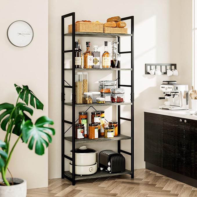 NUMENN 5 Tier Bookshelf, Tall Bookcase Shelf Storage Organizer, Modern Book - Image 5