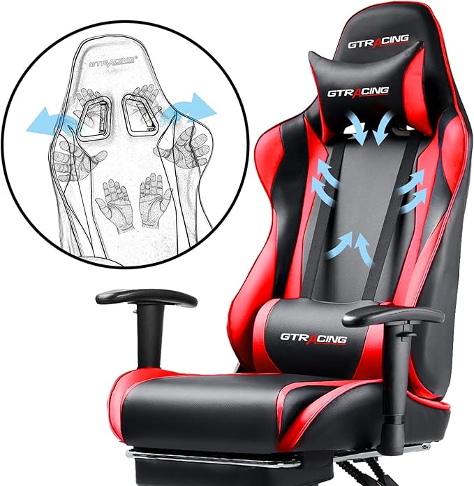 GTRACING Gaming Chair with Footrest, Ergonomic Computer Game Desk Chair - Image 5