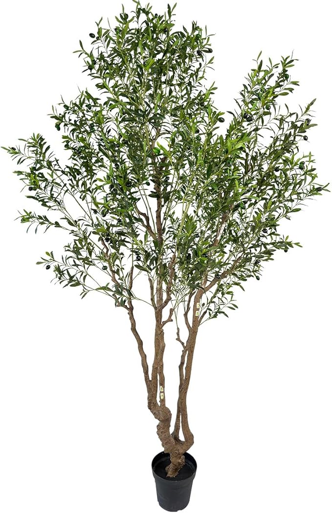 Artificial Olive Tree - 9ft Tall Fake Olive Plant in Pot - Faux Silk Tree by AfanD