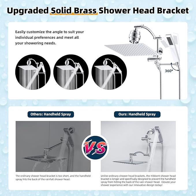 Hibbent All Metal 12'' Filtered Rainfall Shower Head - Image 2