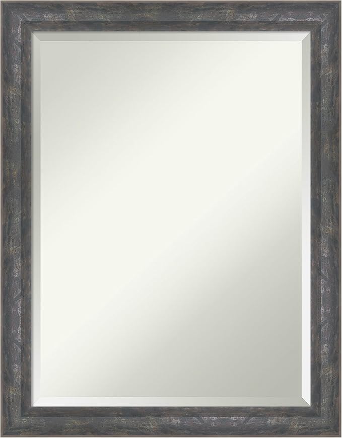 Amanti Art Grey Wall Mirror 27x21 Angled Metallic Rainbow Rectangle Bathroom by AmantiArt