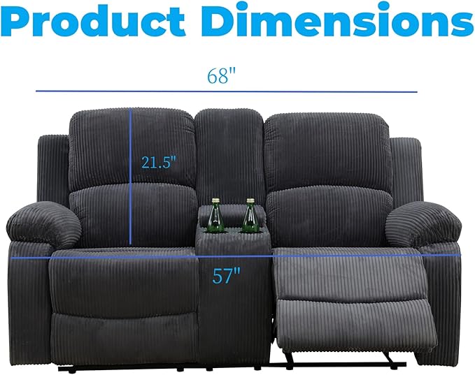 Loveseat Recliner Sofa, Reclining Loveseat Couch - Image 3