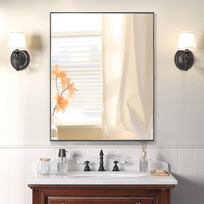 24x32 Inch Black Bathroom Mirror - Image 2