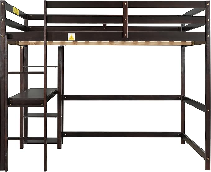 HomSof Full Loft Bed with Desk and Shelves - Image 12