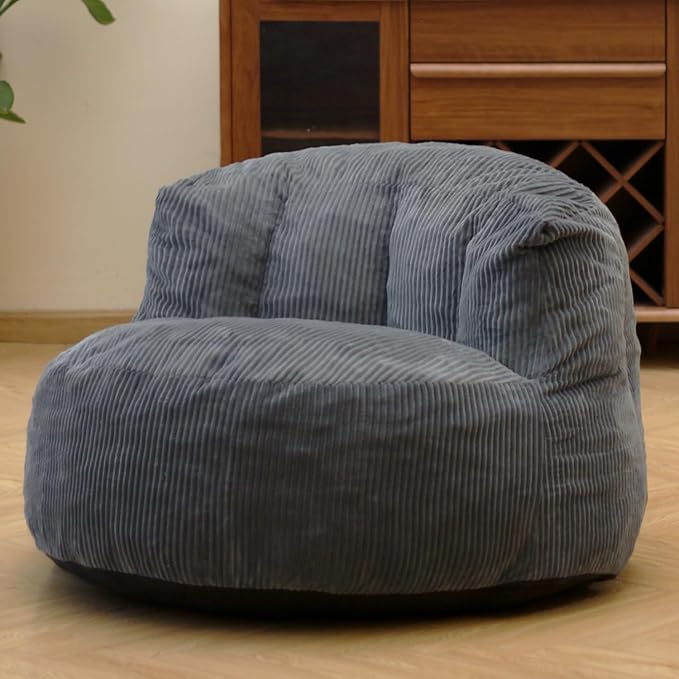 N&V Large Crescent Bean Bag Chair, Adult Size Bean Bag Sack, Foam Filling by NV