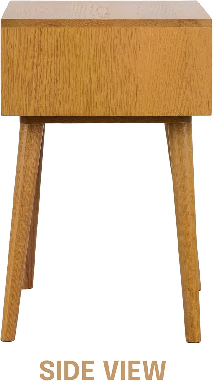 NTC Solid Oak Zoe Nightstand, Mid Century Modern Side Table Bedroom, Bedside - Image 6