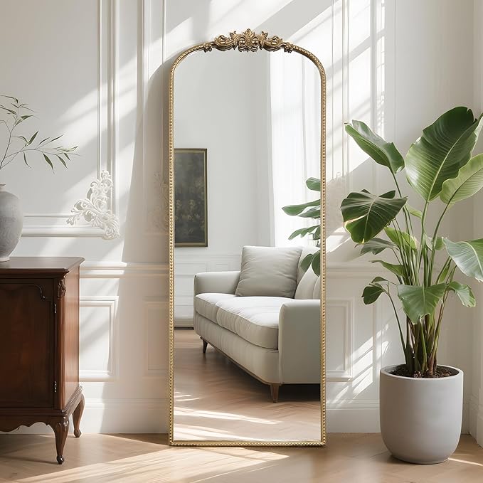 WallBeyond Arched Full Length Mirror Wall Mounted, 21x56 Inch Gold Antique - Image 3