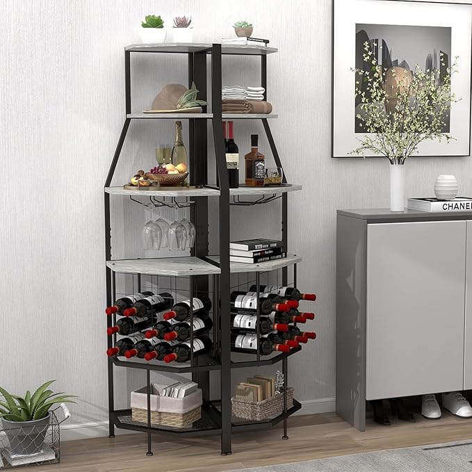 5-Tier Corner Wine Rack Floorstanding - Image 4