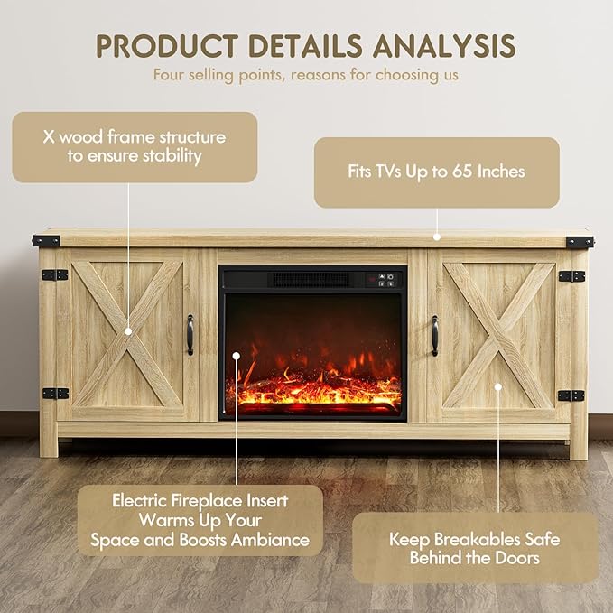 YESHOMY Fireplace TV Stand - Image 5