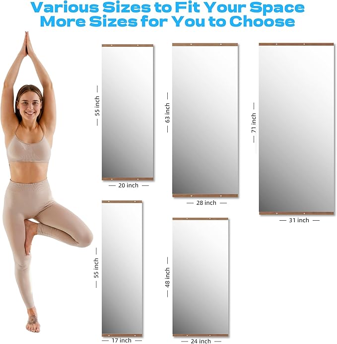 Hasipu 4Pcs 48''x24'' Home Gym Mirror Large Full Length Wall Mounted Full Body - Image 6