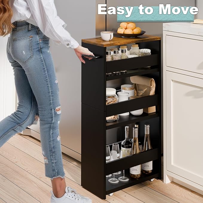 MARTY Rolling Storage Cart 7.9" W, 4-Tier Kitchen Cart - Image 2