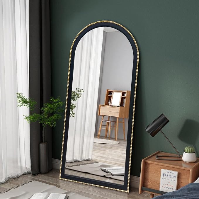 WAMIRRO Ornate Full Long Mirror, Arched Black Carved Morden Luxury Living Room - Image 2