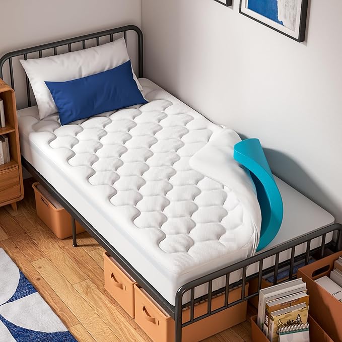 OhGeni Cooling 4 inch Dual Layer Twin Mattress Topper, 2 inch Cooling Gel by OhGeni
