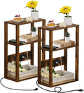 3-Tier Small Narrow Wood Side Table Set of 2 by YUFAM