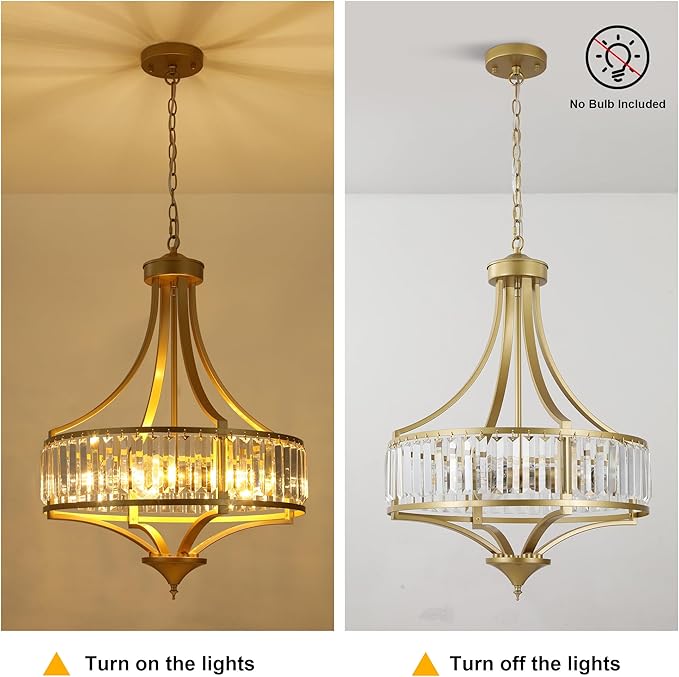20" Modern Crystal Chandelier, 5-Light Gold Dinning Room Light Fixtures Over - Image 5