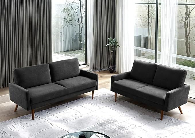 Kent 2 Piece Velvet Sofa and Loveseat Set, European Style - Image 2