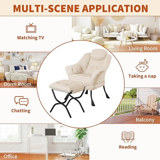 IDEALHOUSE Lazy Chair with Ottoman - Image 5