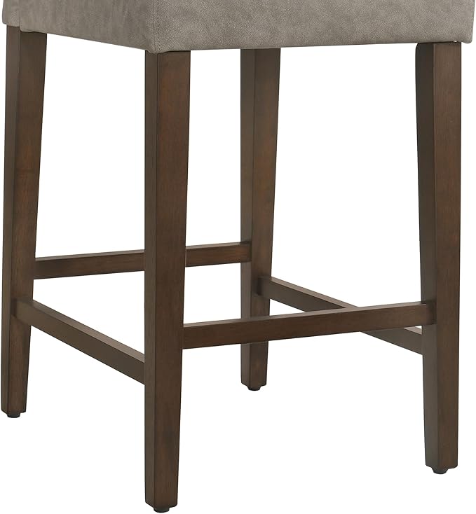 CHITA Counter Height Bar Stools Set of 2, PU Leather in Stone Grey - Image 7