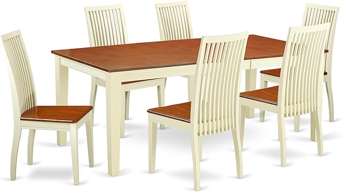 East West Furniture QUIP7-BMK-W 7 Piece Kitchen Table Set Consist of a by EastWestFurniture