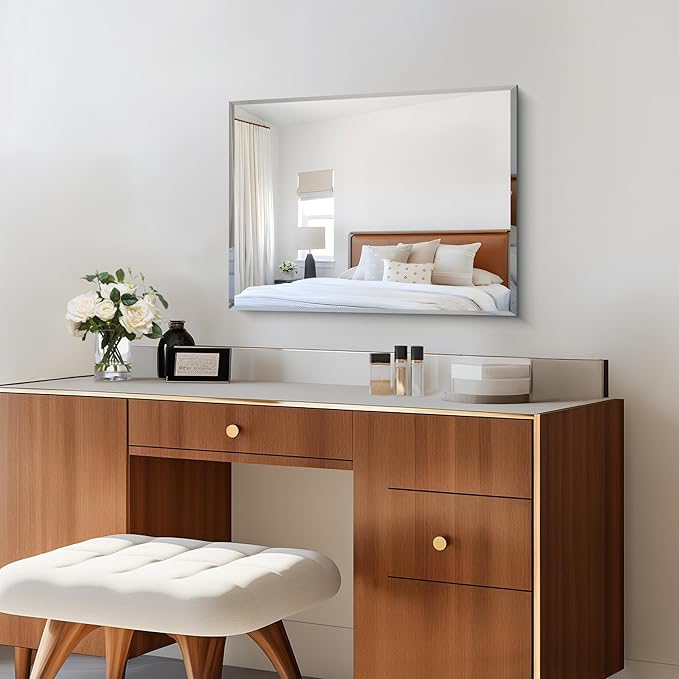 18x24 Beveled Mirror, Frameless Beveled Bathroom Mirrors - Image 2