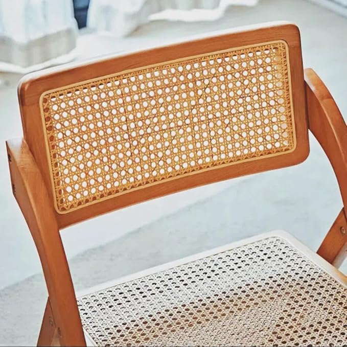 Simple Rattan Dining Chair Set of 2, Foldable Lounge Chair, Suitable - Image 6